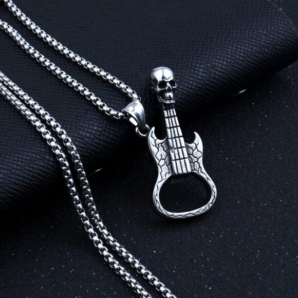 ❤️Music Lover Stainless Steel Guitar Necklace , N90201P102 - Picture 3 of 8